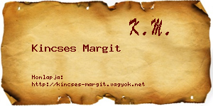 Kincses Margit névjegykártya